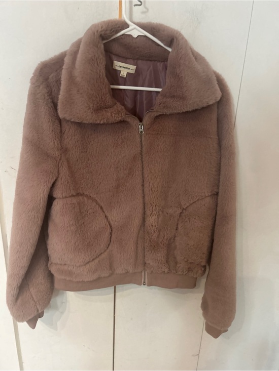eesome Jackets & Blazers - eesome Faux Fur Zip Jacket in Mauve Brown